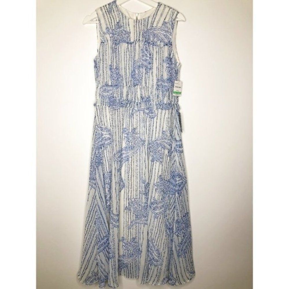 TAYLOR Blue & White Midi Printed Dress – Size 10 | NWT - Picture 2 of 6
